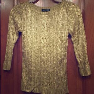 Ralph Lauren Petites metallic sweater 3/4 sleeve